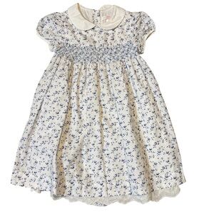 Janie and Jack Afternoon Tea Floral White and Blue Dress 3T